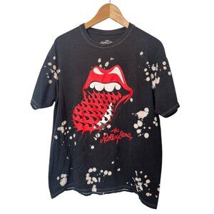 Vintage Bleached Rolling Stones Graphic T-Shirt Size Large | Rock Band Tee